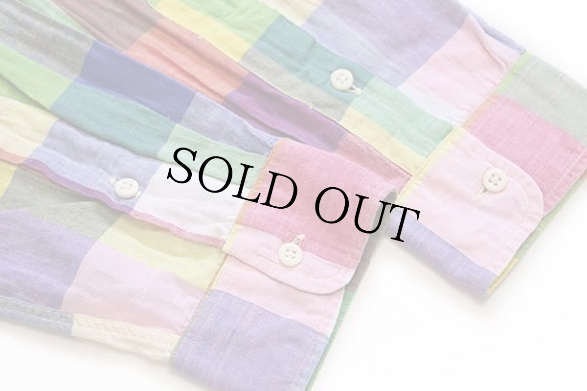 画像6: 70s USA製 Albert Ltd クレイジーカラー ブロックチェック ボタンダウン コットンシャツ M★インド綿 (6)