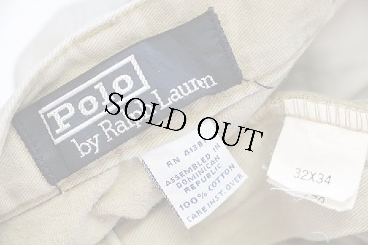 画像6: 90s ポロ ラルフローレン ツータック コットン チノパン グレーベージュ w32★174 (6)