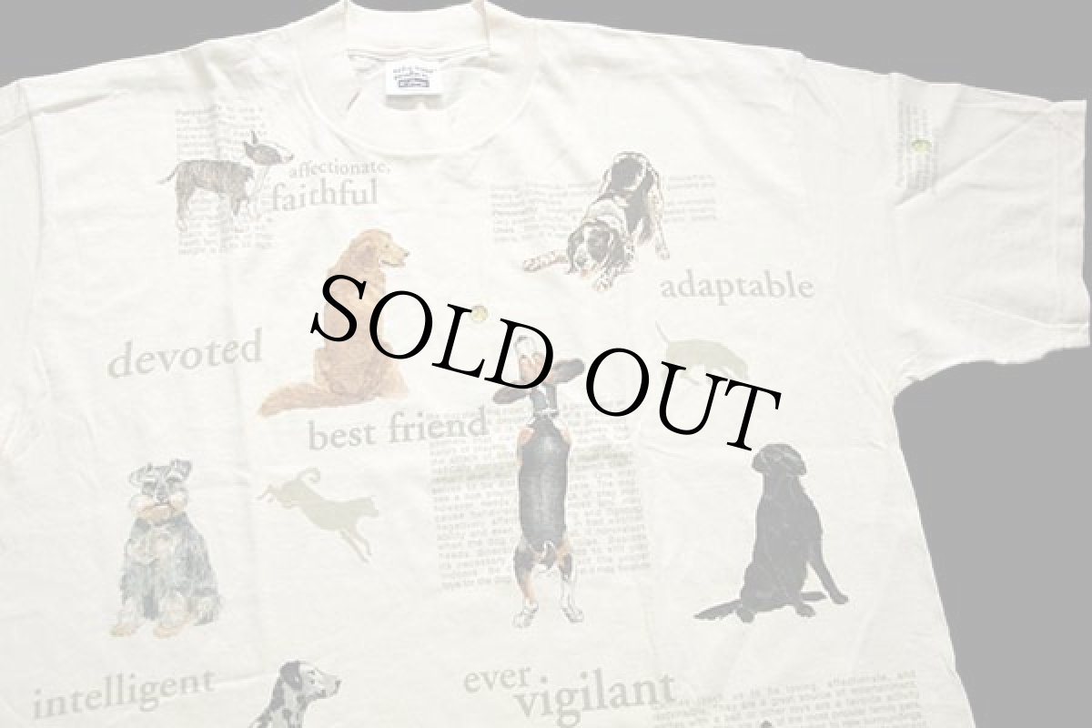 画像4: デッドストック★90s USA製 rel e vant products ドッグ アート コットンTシャツ 生成り XL (4)