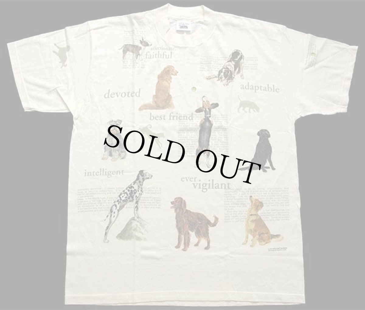 画像2: デッドストック★90s USA製 rel e vant products ドッグ アート コットンTシャツ 生成り XL (2)