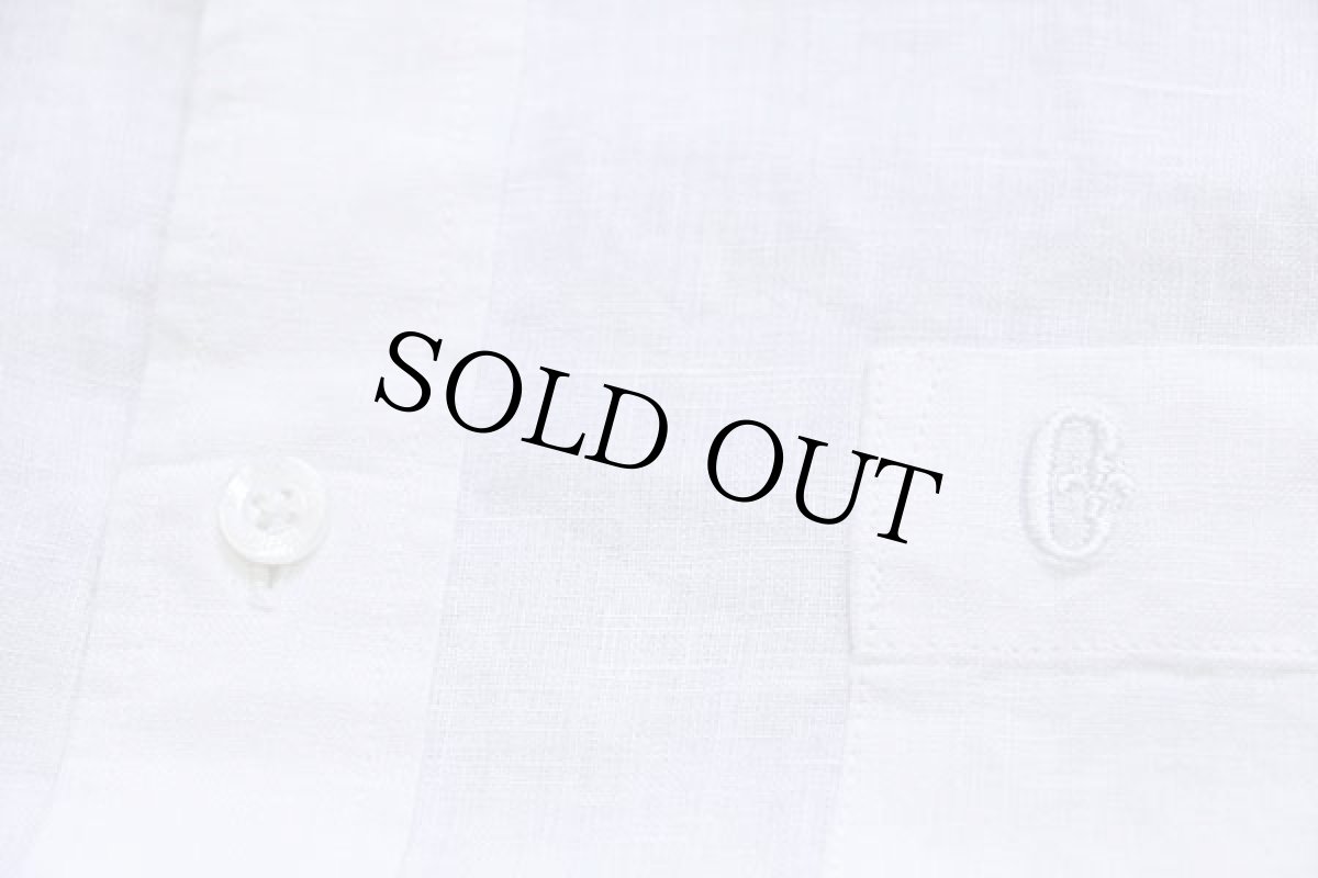 画像7: デッドストック★Conte of Florence ボタンダウン リネンシャツ 白 L (7)