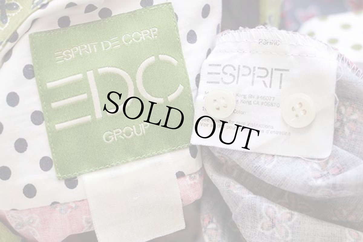 画像4: 90s ESPRIT クレイジーパターン ドット×総柄 ボタンダウン コットンシャツ (4)