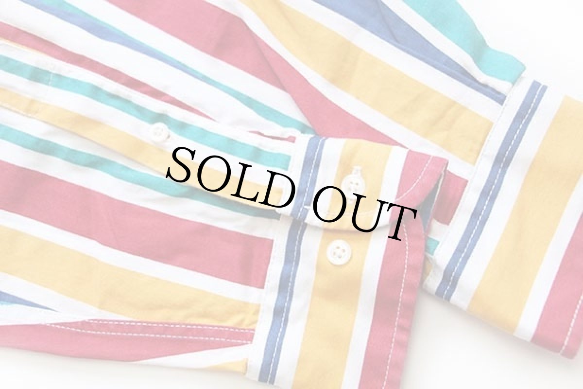 画像6: 90s ルーマニア製 Blue Family BENETTONベネトン クレイジーストライプ ボタンダウン コットンシャツ (6)