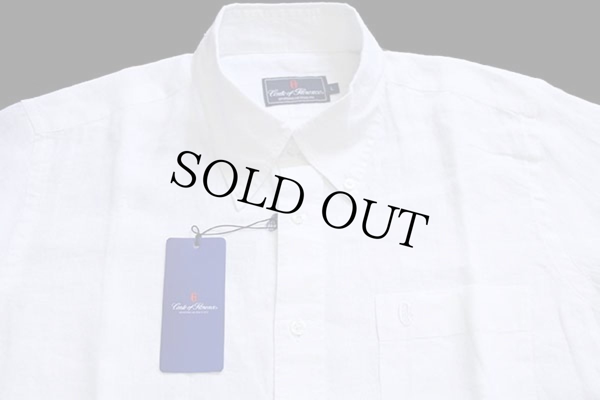 画像4: デッドストック★Conte of Florence ボタンダウン リネンシャツ 白 L (4)