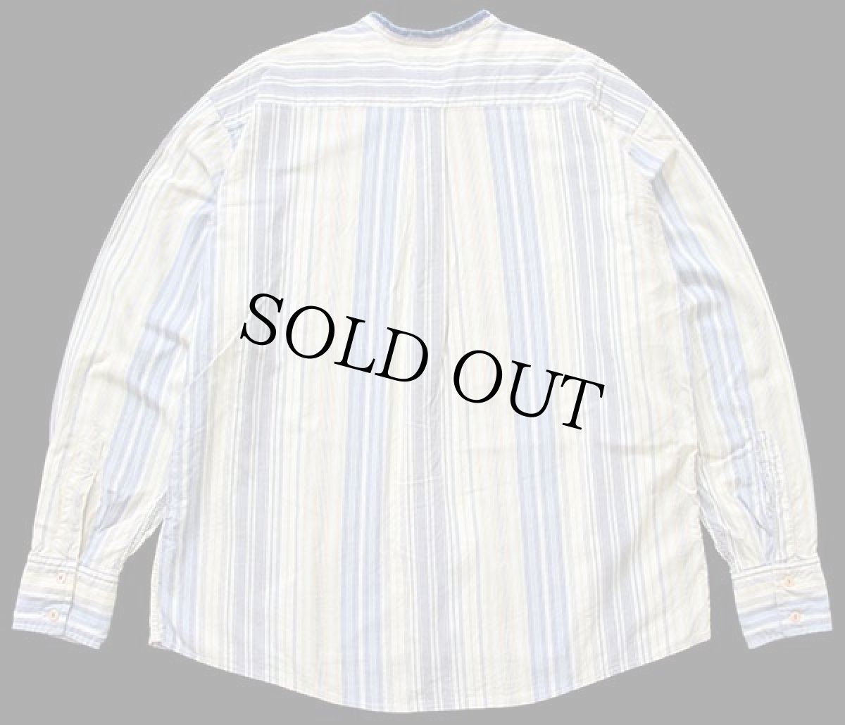 画像2: イタリア製 REPLAYリプレイ クレイジーストライプ バンドカラー コットンシャツ カスタム M (2)