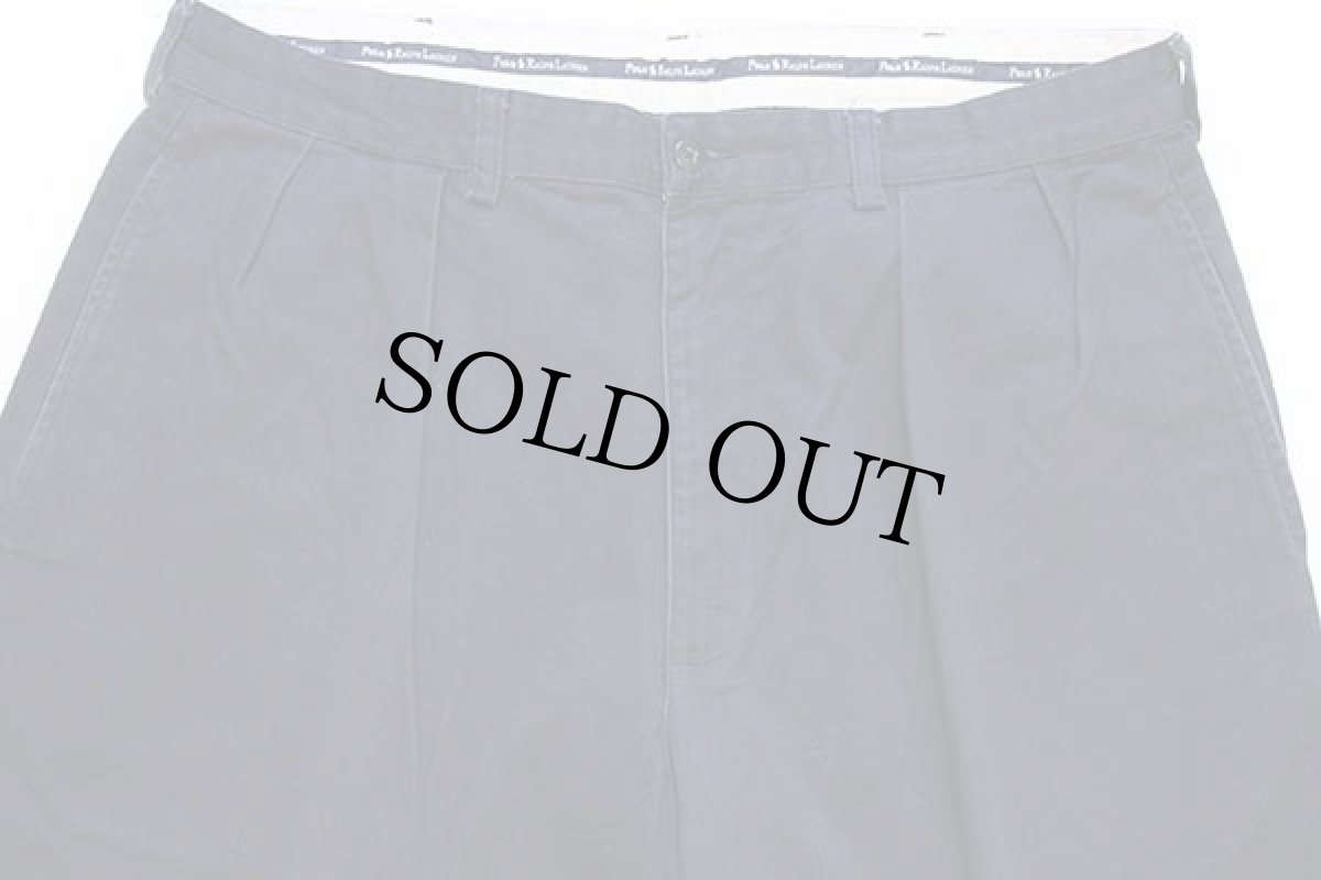 画像4: 90s ポロ ラルフローレン ツータック コットン チノパン 紺 w36★176  (4)