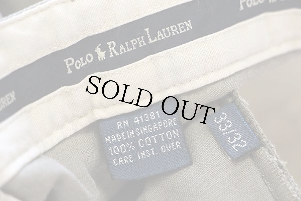 画像6: 90s ポロ ラルフローレン ツータック コットン チノパン グレーブラウン w33 L32★173 (6)