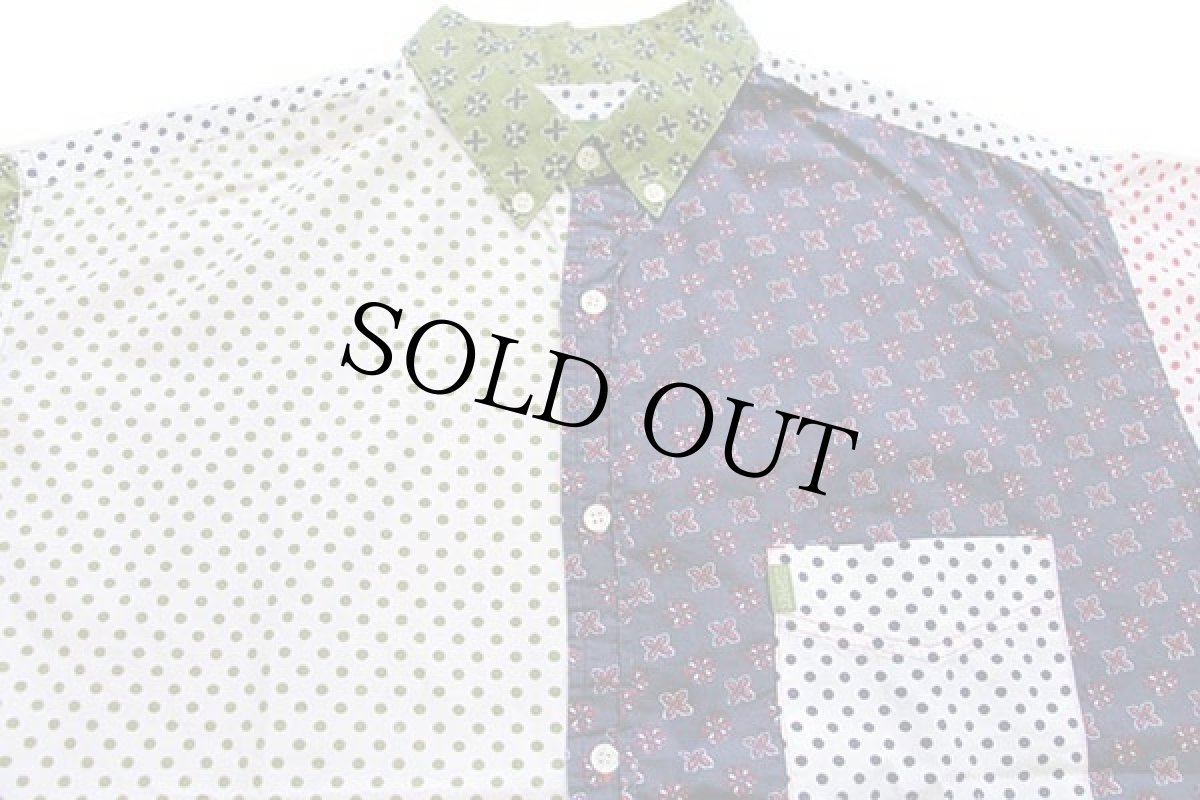 画像3: 90s ESPRIT クレイジーパターン ドット×総柄 ボタンダウン コットンシャツ (3)