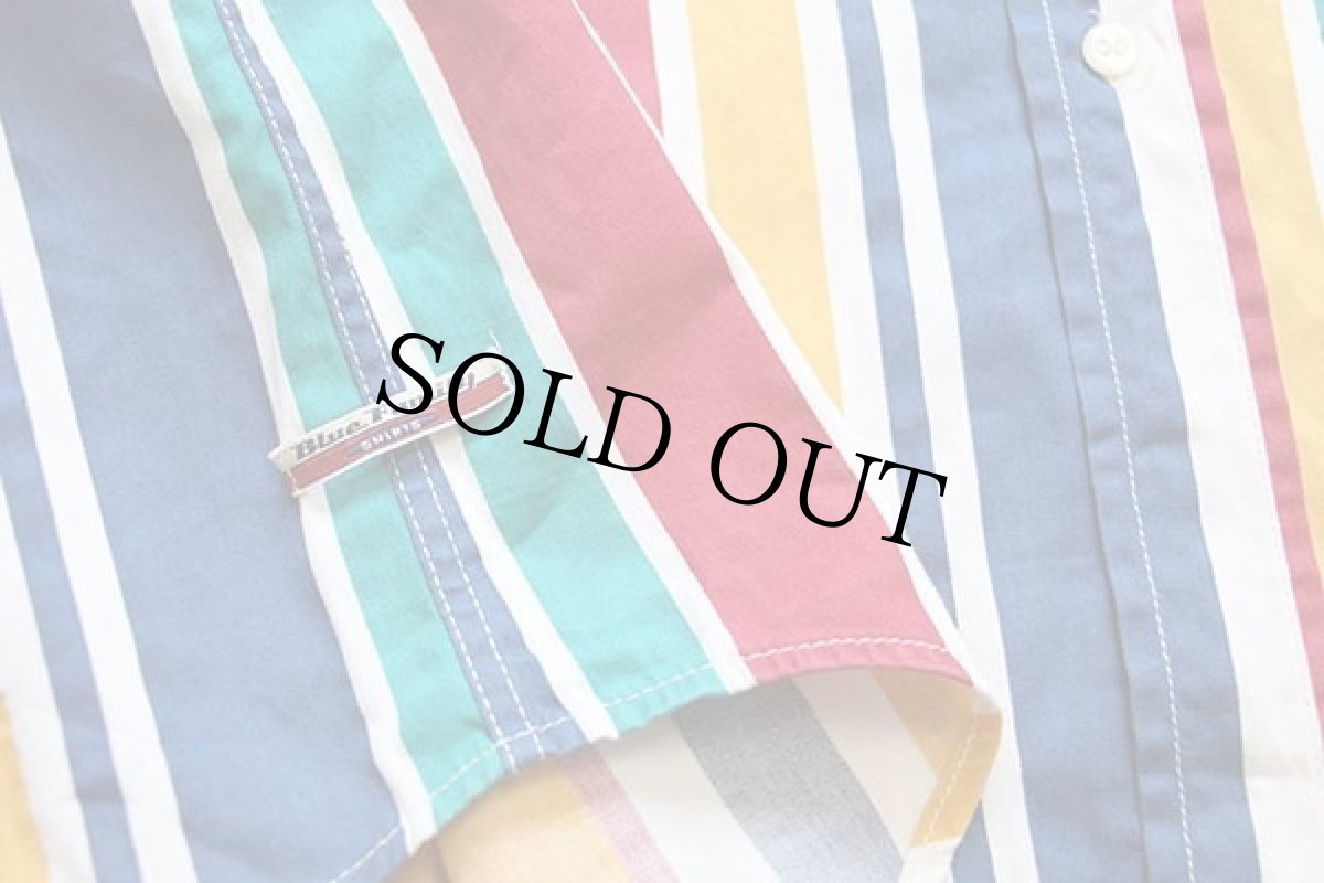 画像5: 90s ルーマニア製 Blue Family BENETTONベネトン クレイジーストライプ ボタンダウン コットンシャツ (5)