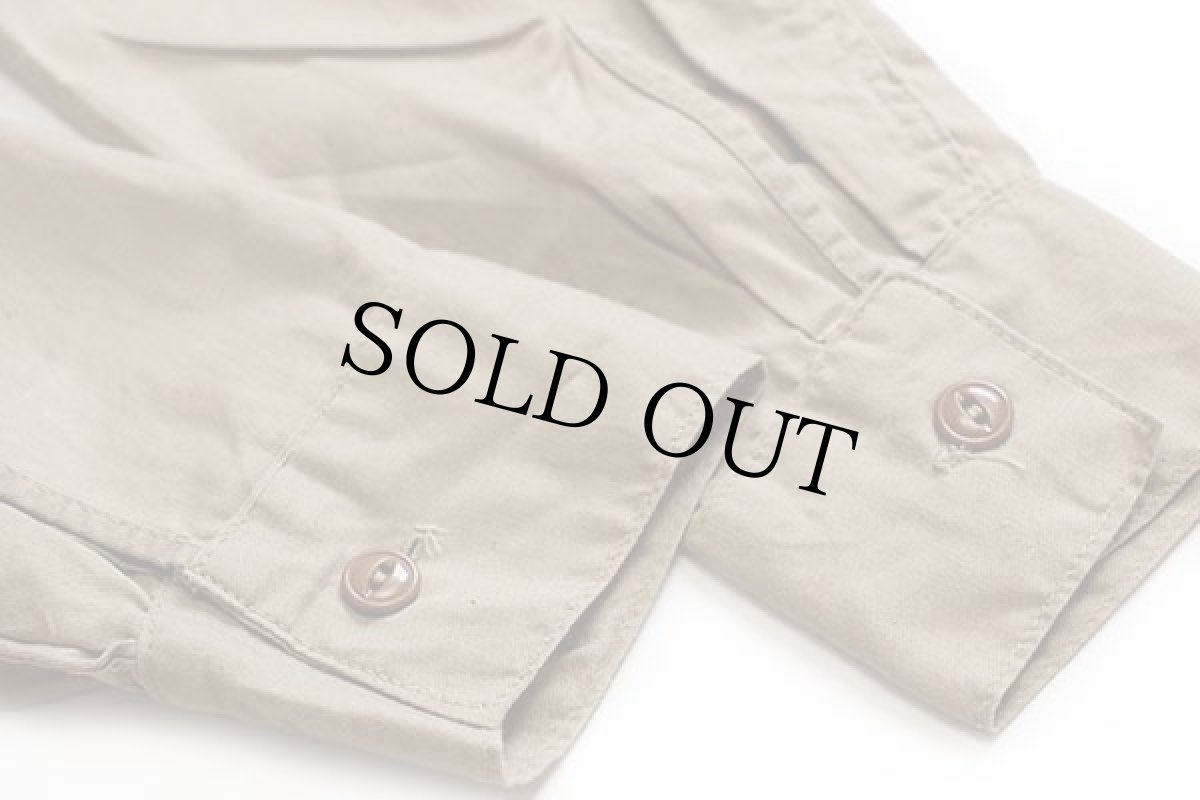 画像6: 50s UNKNOWN 無地 コットンポプリン ワークシャツ カーキ 15 (6)