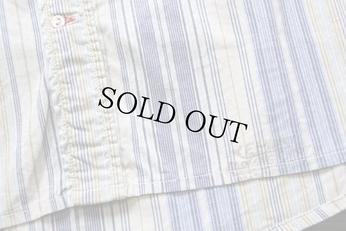 画像6: イタリア製 REPLAYリプレイ クレイジーストライプ バンドカラー コットンシャツ カスタム M (6)