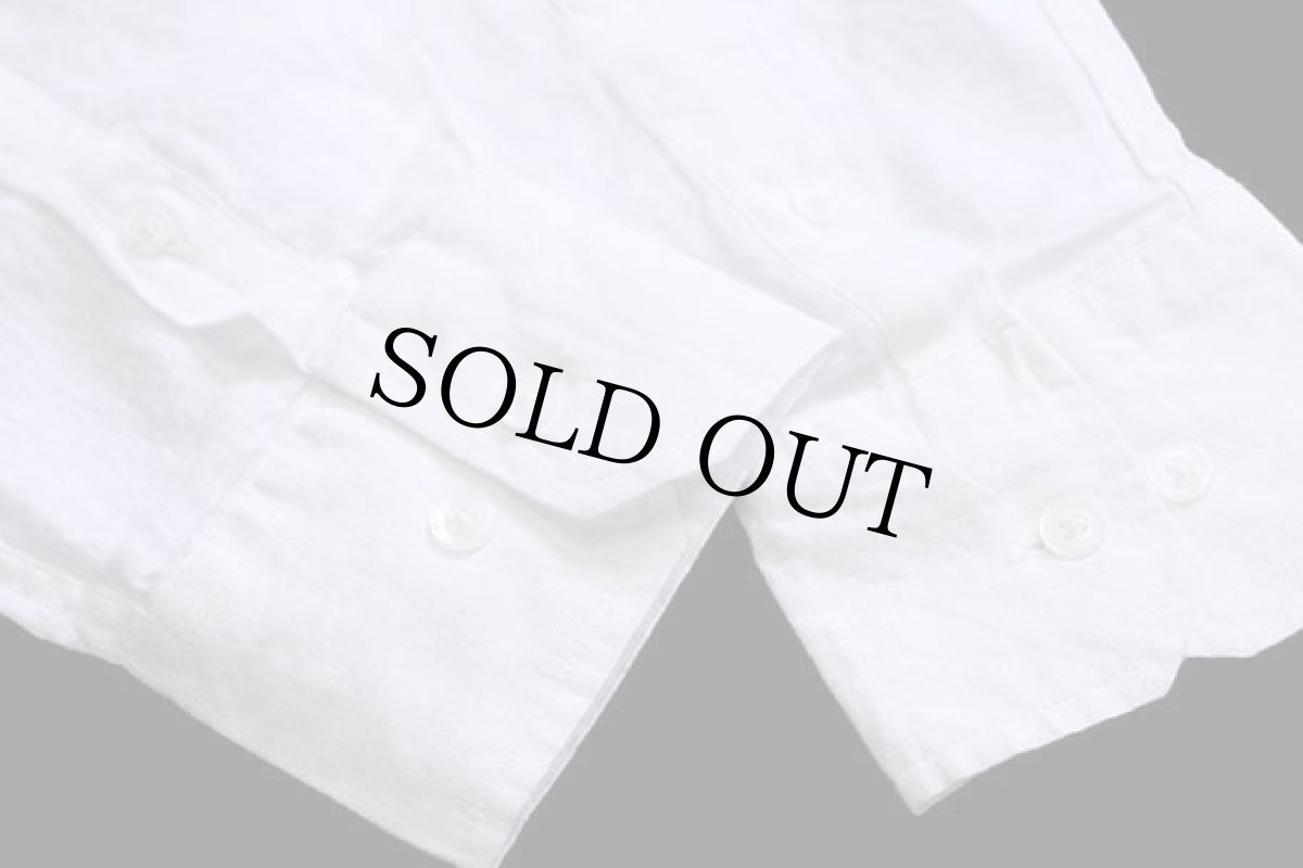 画像8: デッドストック★Conte of Florence ボタンダウン リネンシャツ 白 L (8)