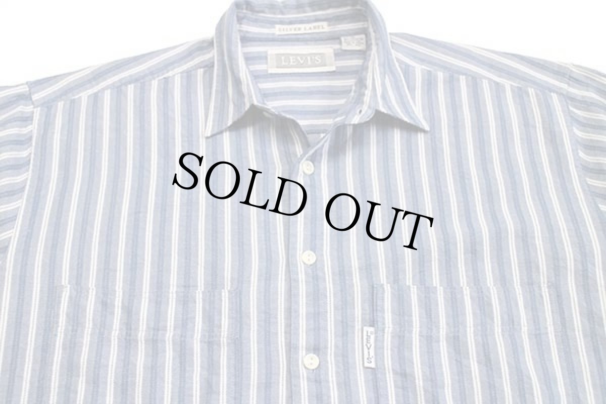 画像3: 90s LEVI'Sリーバイス SILVER LABEL BIGE 織り柄 ストライプ シャツ L (3)