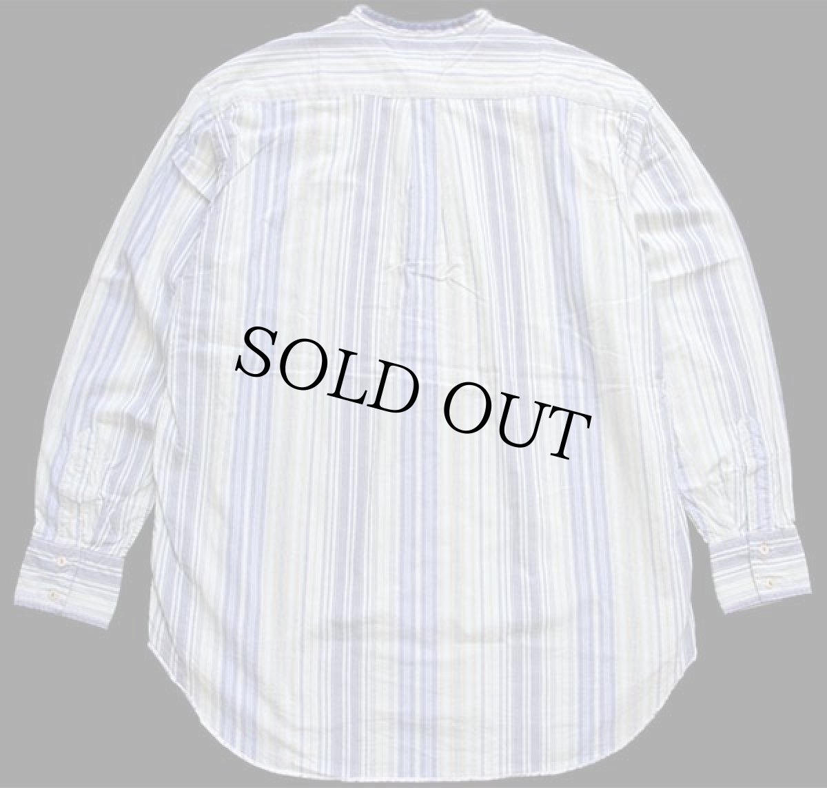 画像2: イタリア製 REPLAYリプレイ クレイジーストライプ バンドカラー コットンシャツ XL (2)