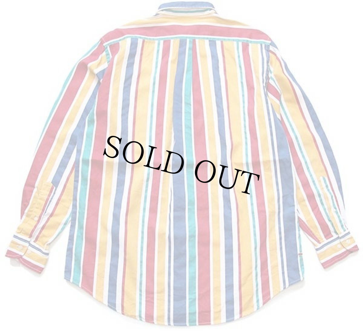 画像2: 90s ルーマニア製 Blue Family BENETTONベネトン クレイジーストライプ ボタンダウン コットンシャツ (2)