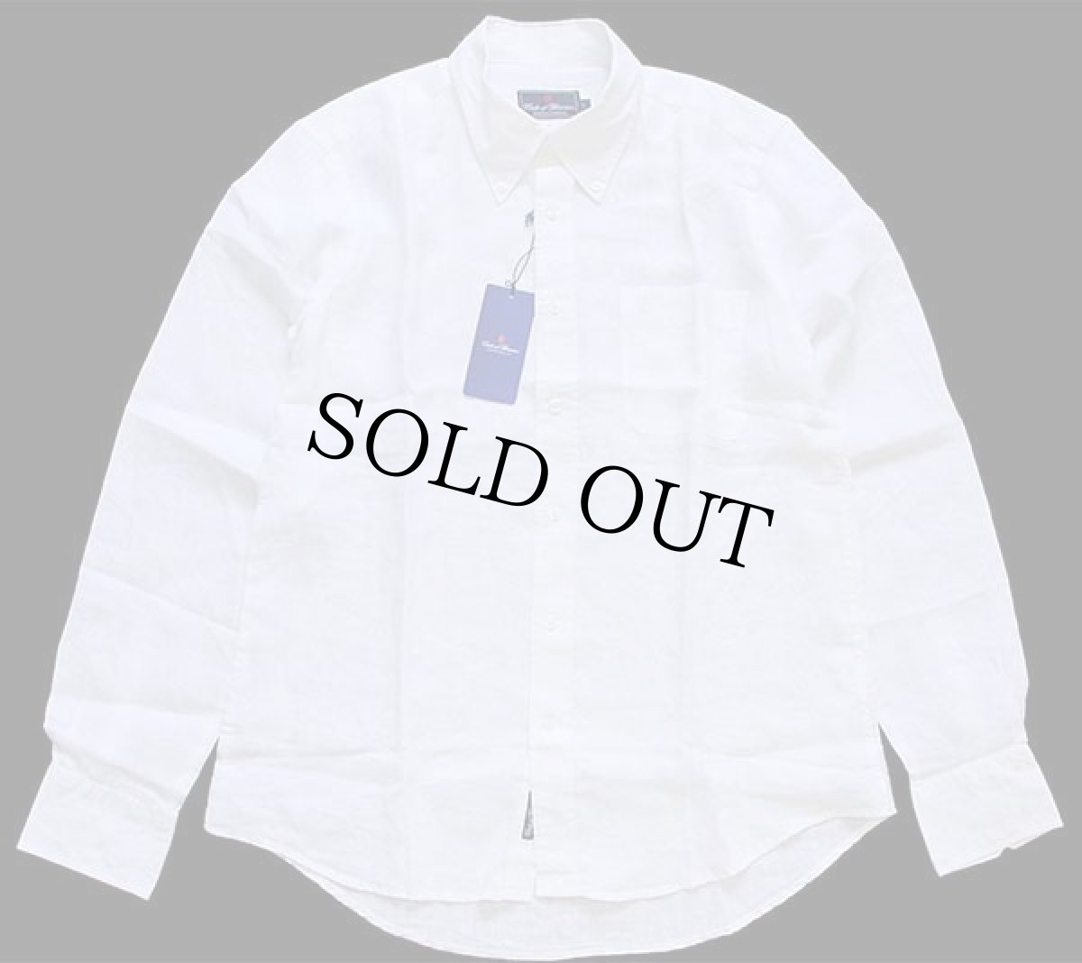 画像2: デッドストック★Conte of Florence ボタンダウン リネンシャツ 白 L (2)