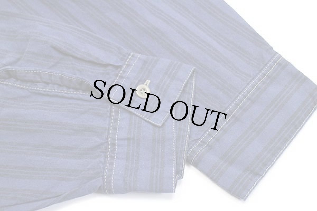 画像6: 90s トルコ製 GITANO ボーダー×ストライプ パネル切り替え ボタンダウン コットンシャツ L (6)