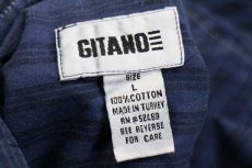 画像4: 90s トルコ製 GITANO ボーダー×ストライプ パネル切り替え ボタンダウン コットンシャツ L (4)