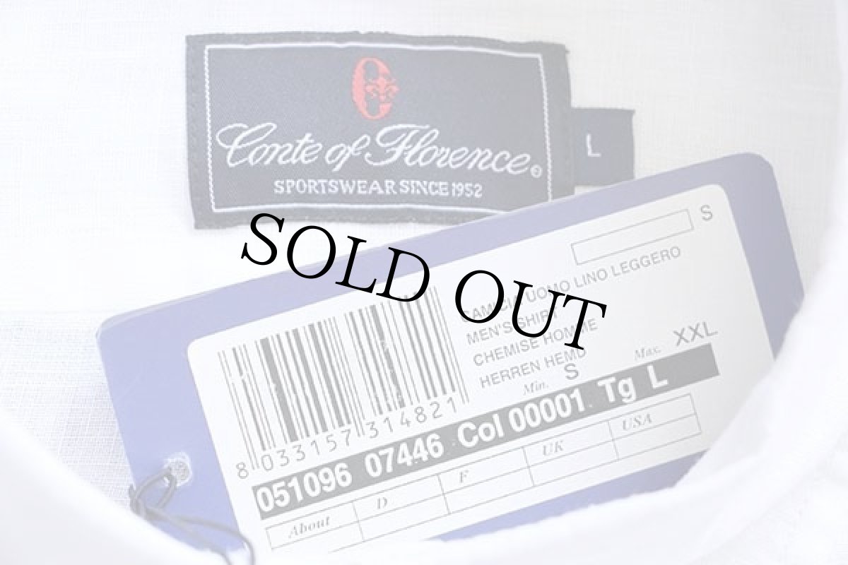 画像5: デッドストック★Conte of Florence ボタンダウン リネンシャツ 白 L (5)