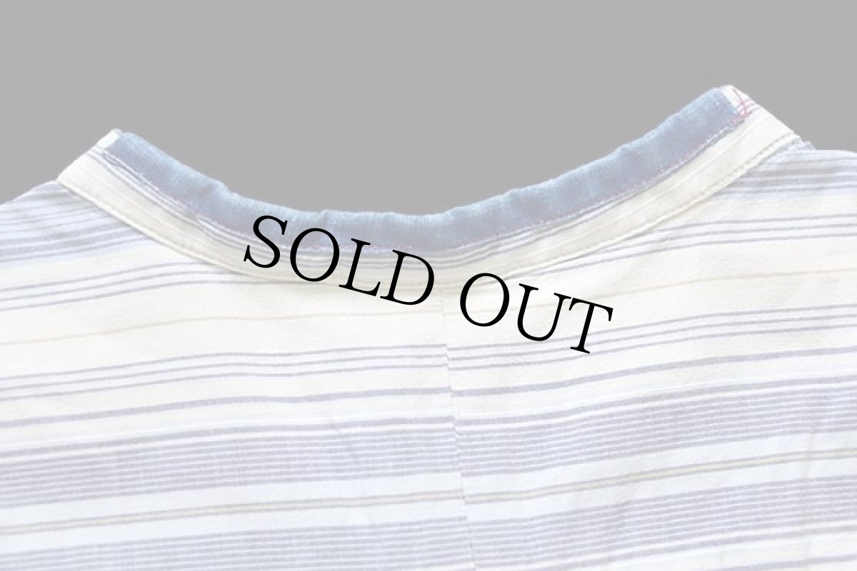 画像5: イタリア製 REPLAYリプレイ クレイジーストライプ バンドカラー コットンシャツ カスタム M (5)