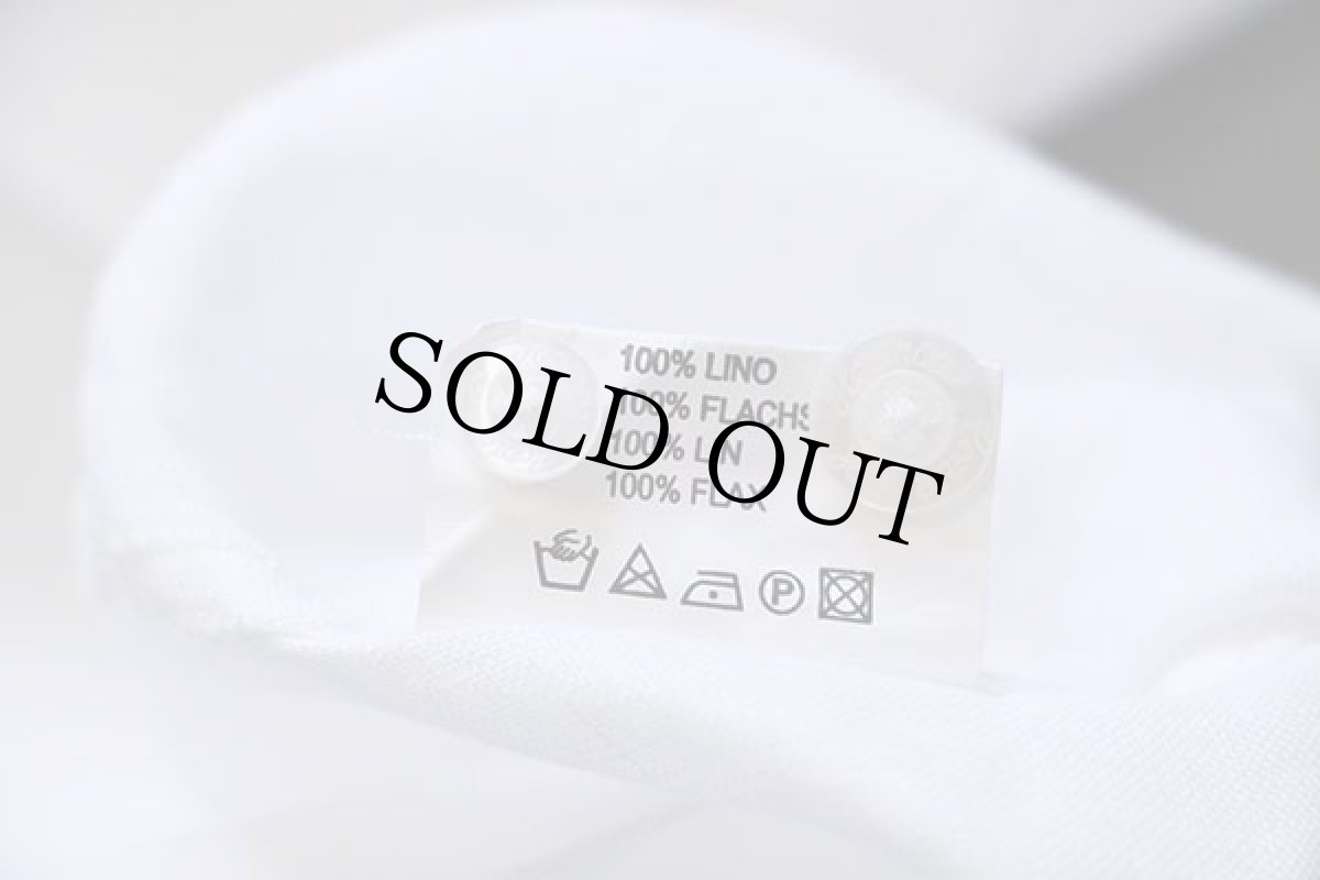 画像6: デッドストック★Conte of Florence ボタンダウン リネンシャツ 白 L (6)