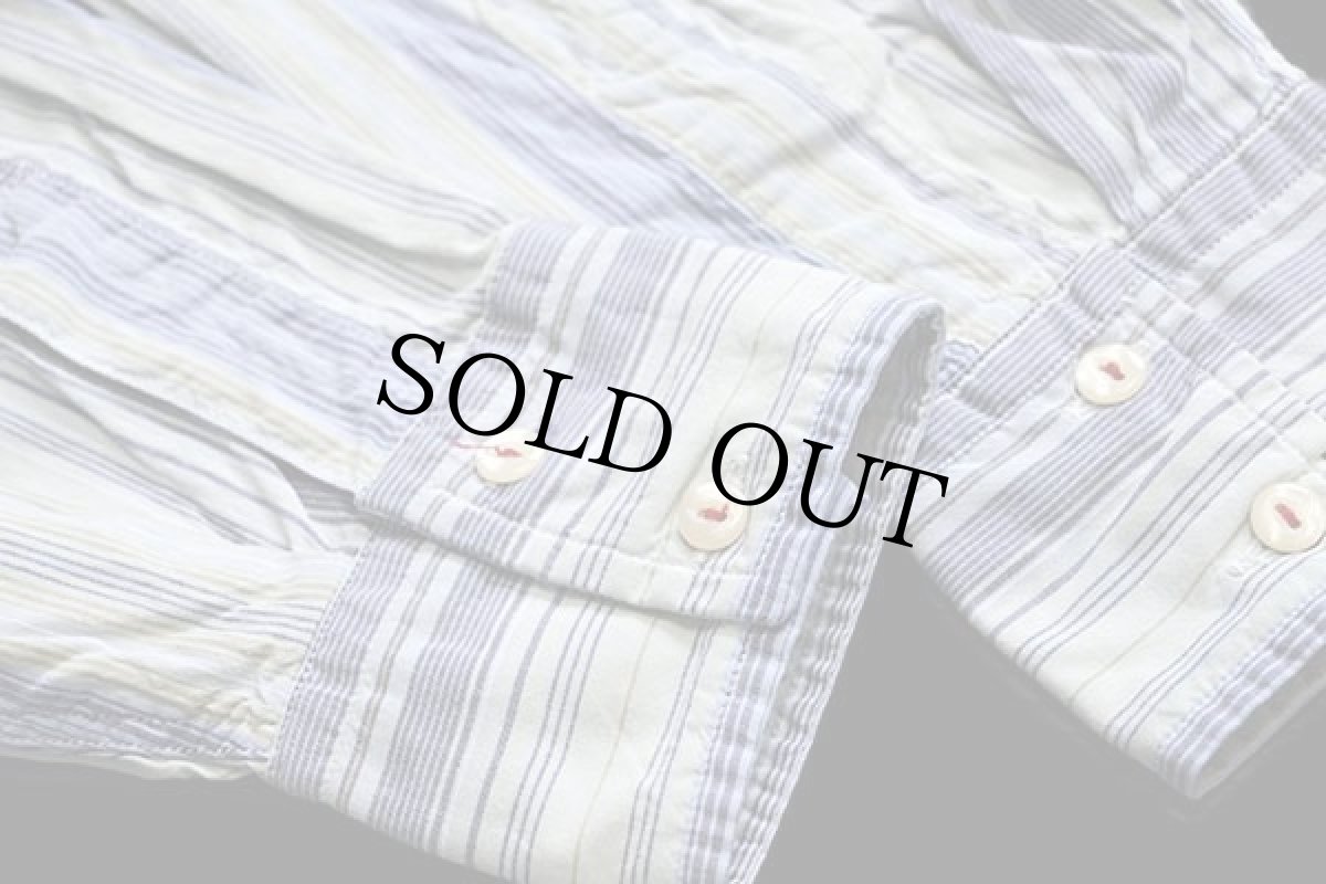 画像6: イタリア製 REPLAYリプレイ クレイジーストライプ バンドカラー コットンシャツ XL (6)