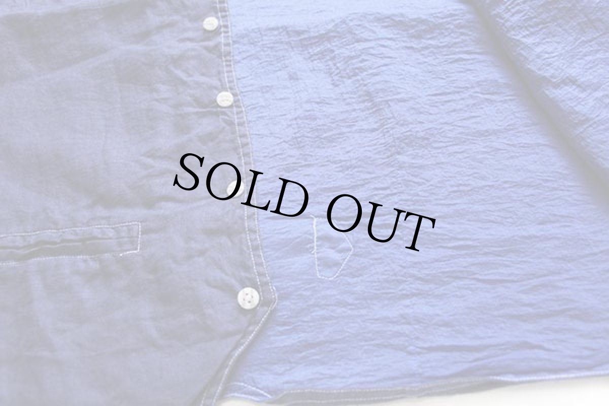 画像6: 90s GOOUCH 無地 リネンベスト 後染め 薄紺 M★ジレ (6)