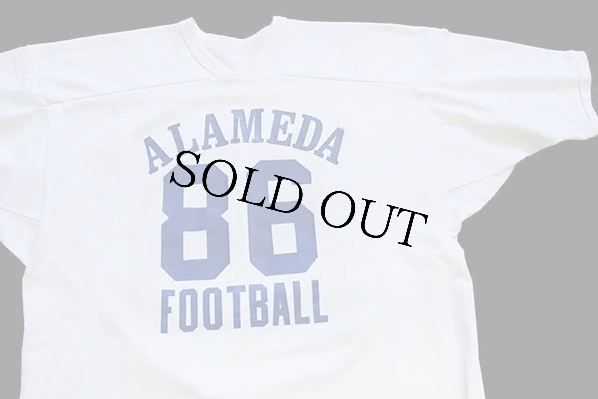 画像1: 70s USA製 RUSSELLラッセル ALAMEDA FOOTBALL 86 ナンバリング フットボールTシャツ 生成り XL (1)