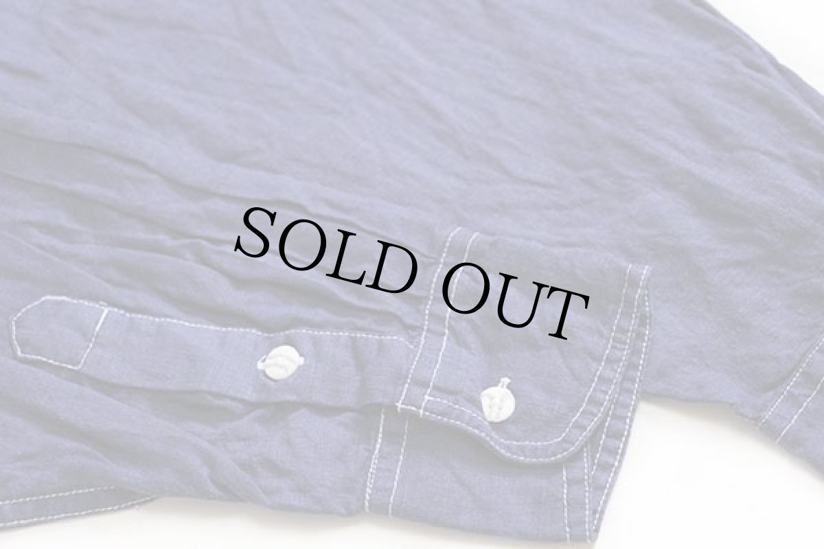 画像6: 90s GOOUCH 無地 リネンシャツ 後染め 紺 S (6)