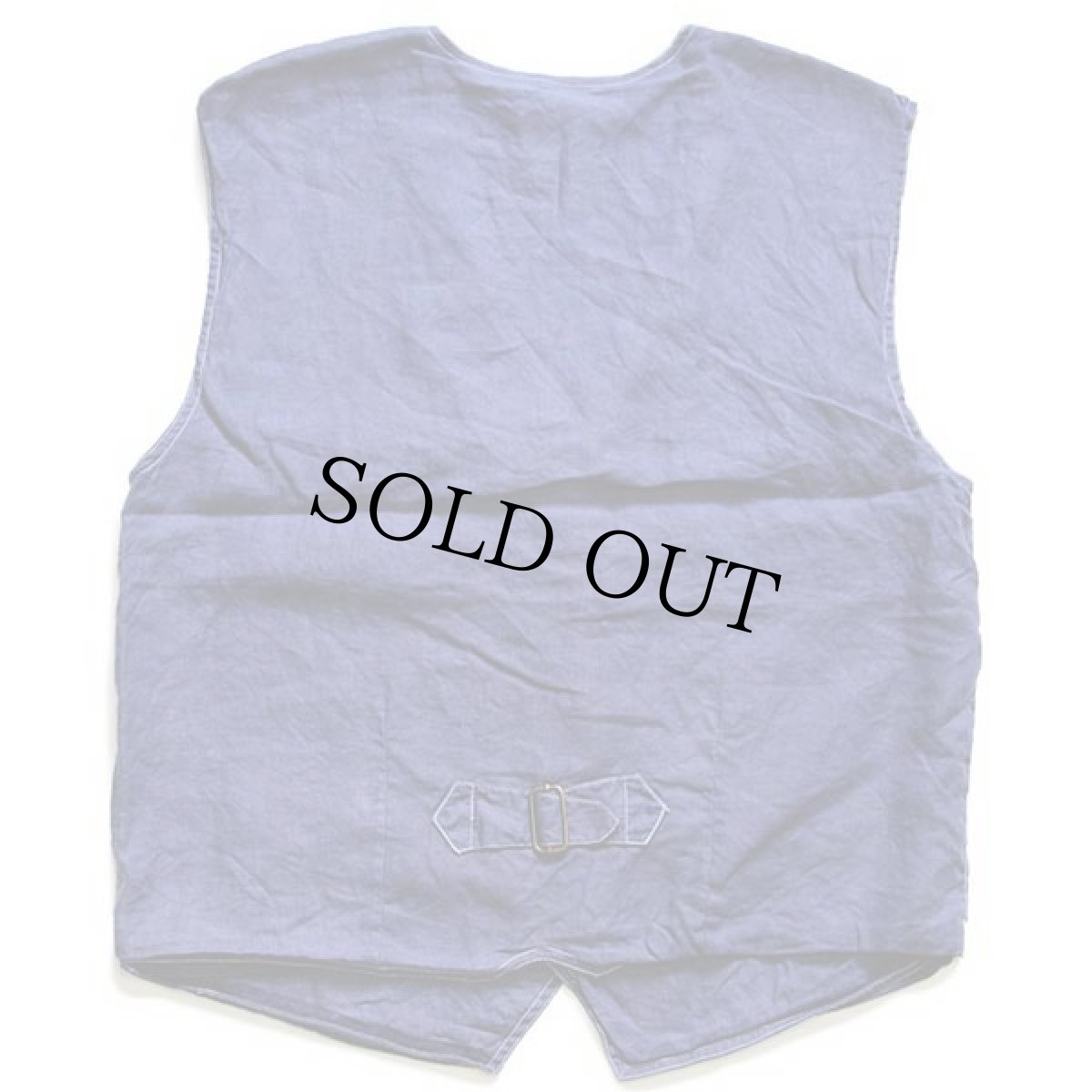 画像2: 90s GOOUCH 無地 リネンベスト 後染め 薄紺 M★ジレ (2)