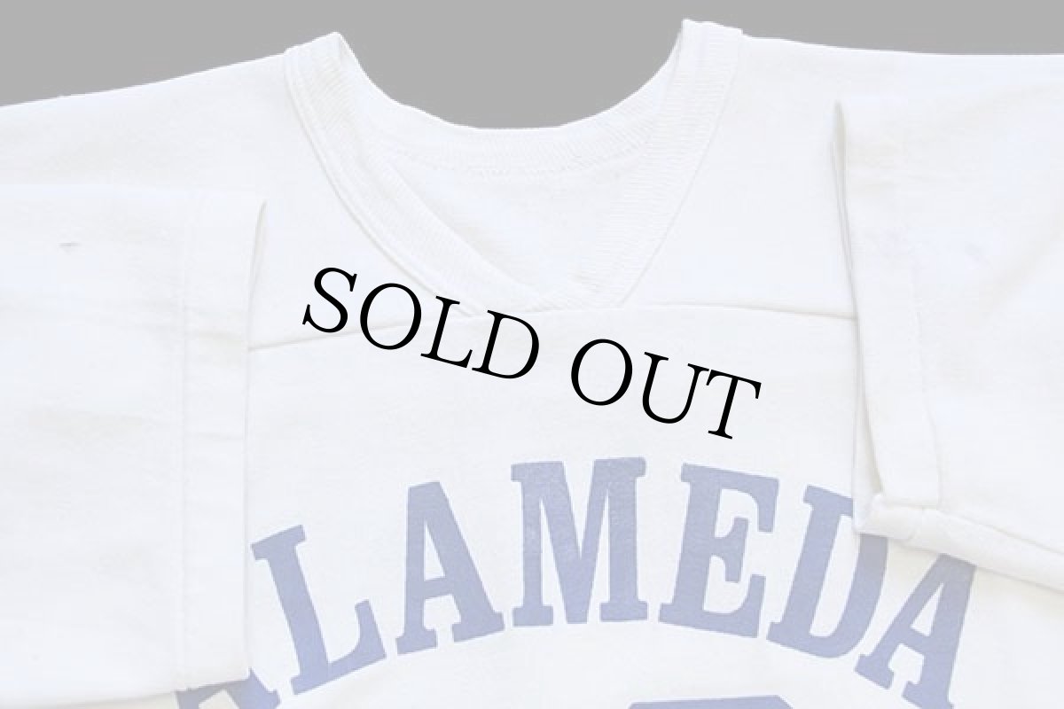 画像4: 70s USA製 RUSSELLラッセル ALAMEDA FOOTBALL 86 ナンバリング フットボールTシャツ 生成り XL (4)