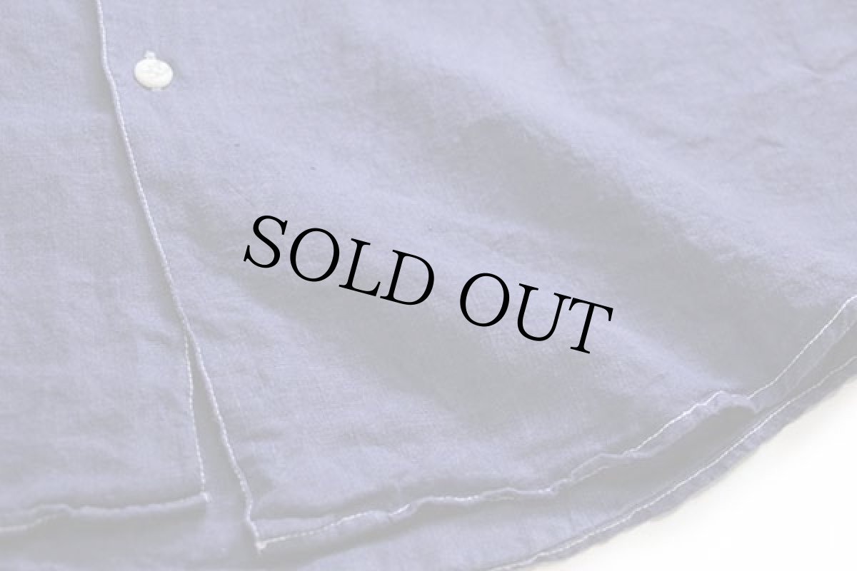 画像5: 90s GOOUCH 無地 リネンシャツ 後染め 紺 S (5)