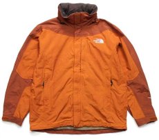 画像1: 00s THE NORTH FACEノースフェイス HYVENT ツートン 切り替え ナイロンパーカー オレンジ×レンガ M (1)