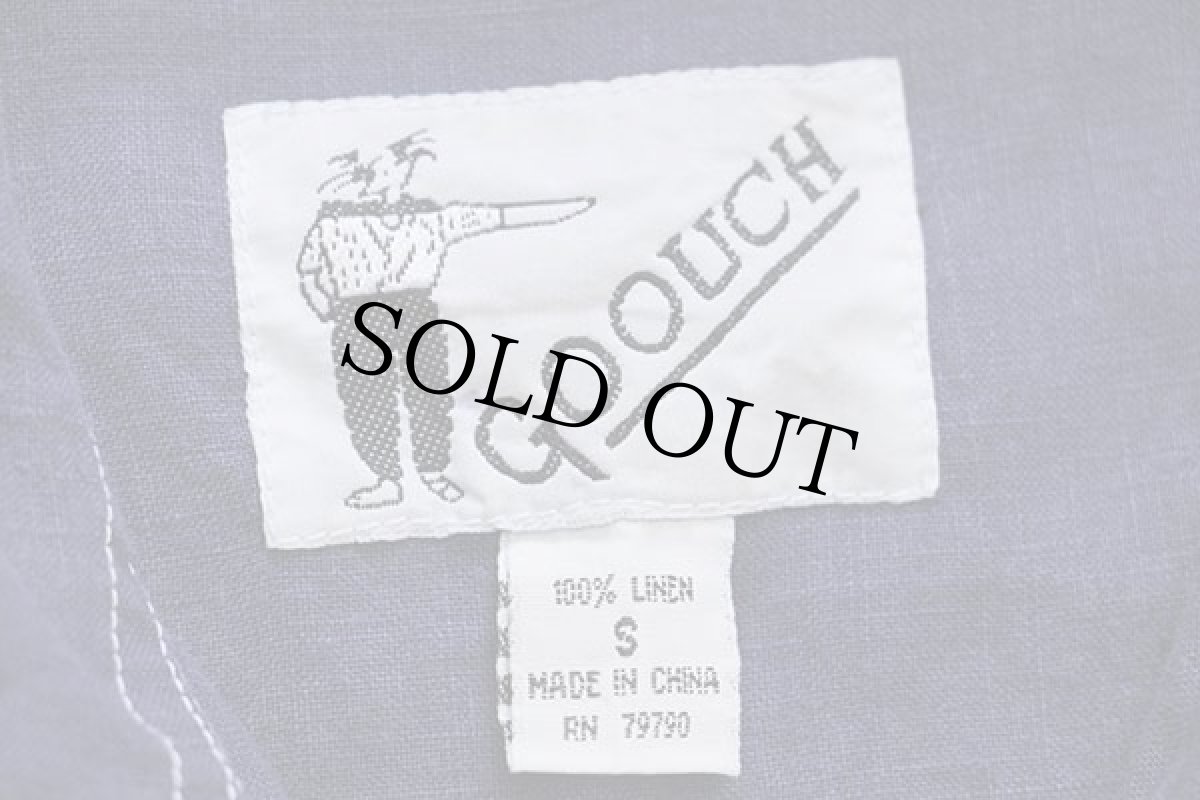 画像4: 90s GOOUCH 無地 リネンシャツ 後染め 紺 S (4)