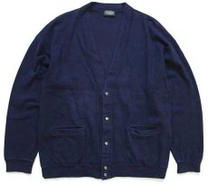 画像1: 90s イタリア製 Marine Clothing 無地 コットン スウェット カーディガン 紺 50 (1)