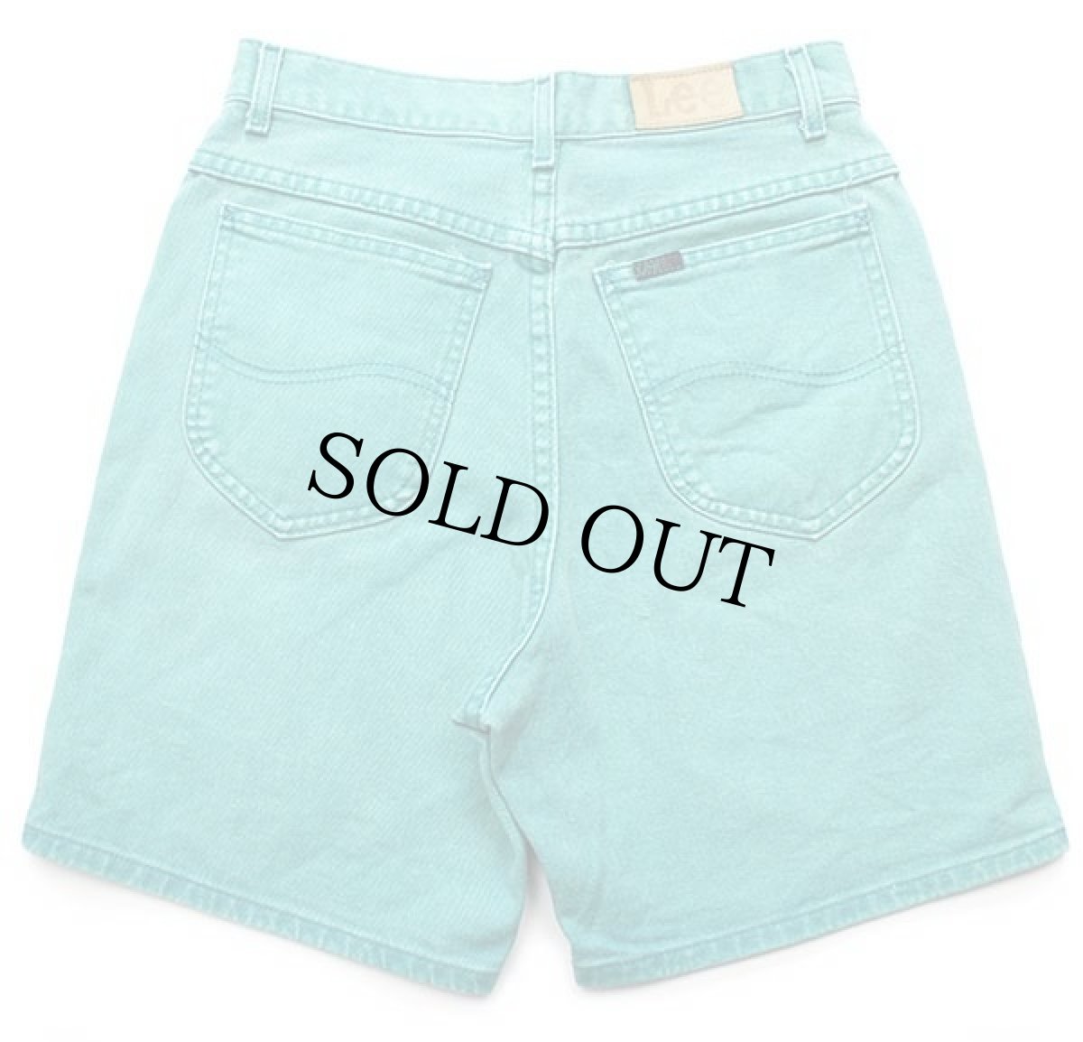 画像2: 90s USA製 Leeリー カラーデニム ショートパンツ エメラルドグリーン 7 MED★ショーツ (2)