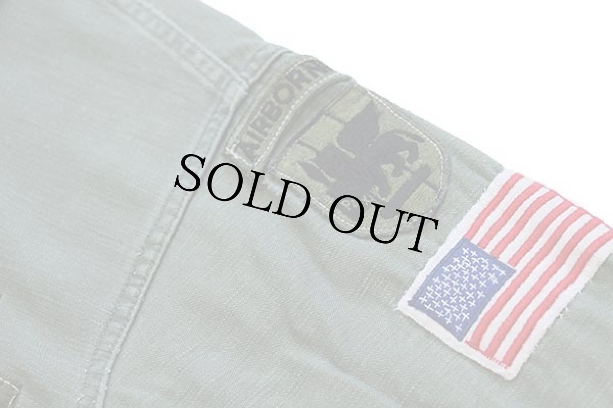 画像5: 60s 米軍 U.S.ARMY AIRBONE 星条旗パッチ付き コットンサテン ユーティリティシャツ オリーブグリーン (5)