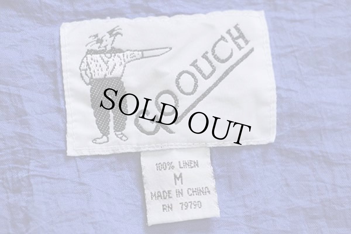 画像4: 90s GOOUCH 無地 リネンベスト 後染め 薄紺 M★ジレ (4)