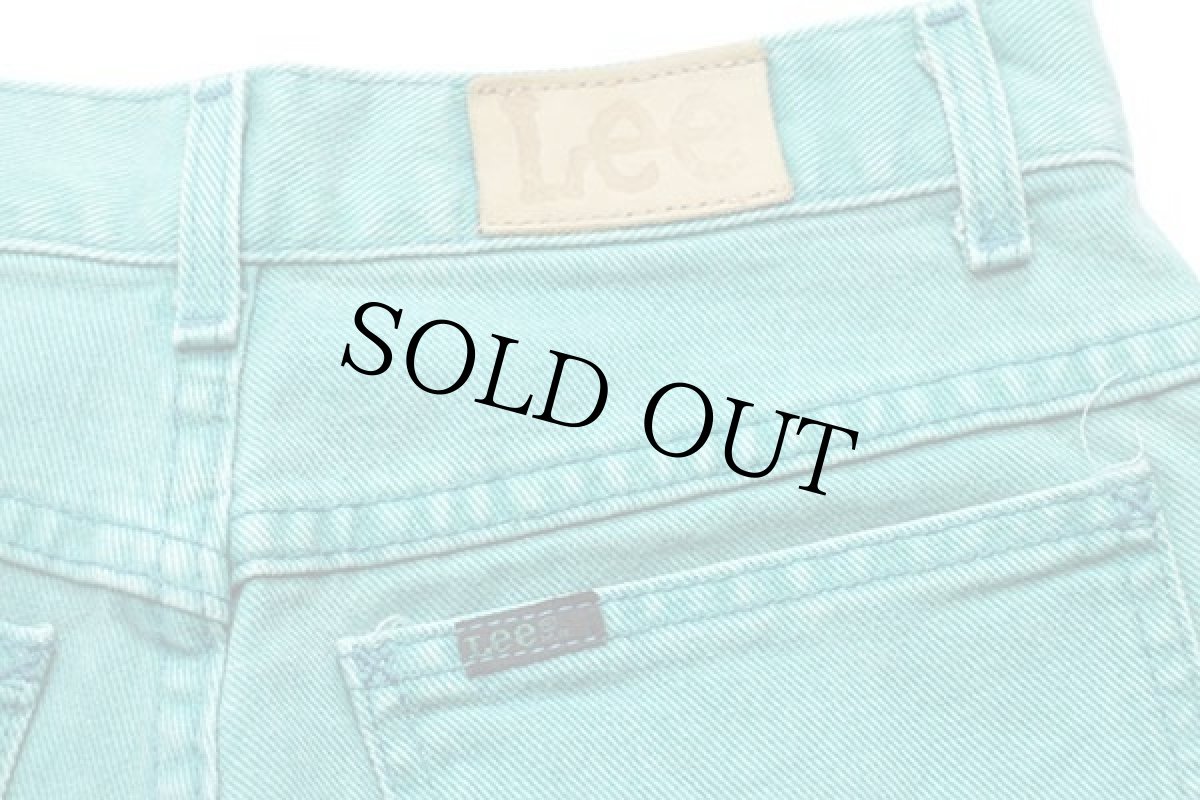 画像4: 90s USA製 Leeリー カラーデニム ショートパンツ エメラルドグリーン 7 MED★ショーツ (4)