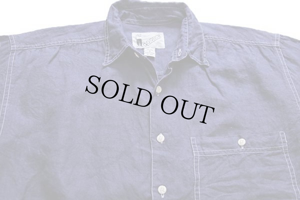 画像3: 90s GOOUCH 無地 リネンシャツ 後染め 紺 S (3)