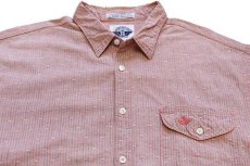 画像3: 90s USA製 DOCKERSドッカーズ ストライプ×織り柄 オックスフォード コットンシャツ 薄赤×グレー XL★Levi'sリーバイス (3)