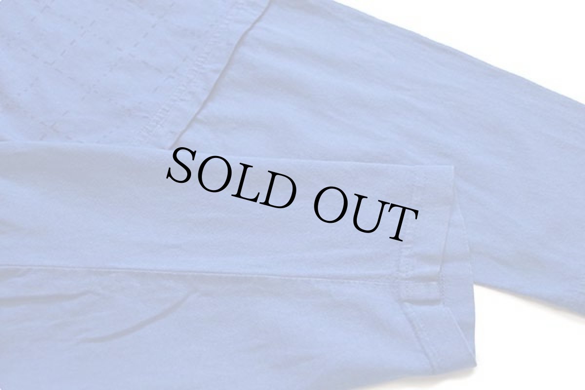 画像6: 90s USA製 NUNYA BUSINESS ステッチ デザイン 切り替え コットン カットソー シャツ 青 L (6)