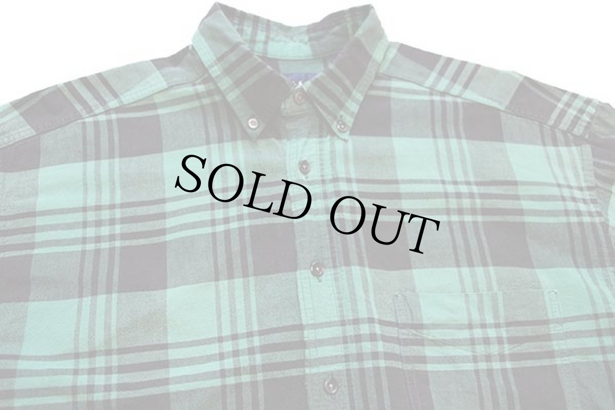 画像3: 90s USA製 GAPギャップ チェック ボタンダウン オックスフォード コットンシャツ 緑×黒 L (3)