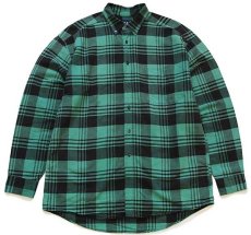 画像1: 90s USA製 GAPギャップ チェック ボタンダウン オックスフォード コットンシャツ 緑×黒 L (1)