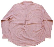 画像2: 90s USA製 DOCKERSドッカーズ ストライプ×織り柄 オックスフォード コットンシャツ 薄赤×グレー XL★Levi'sリーバイス (2)