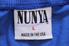 画像4: 90s USA製 NUNYA BUSINESS ステッチ デザイン 切り替え コットン カットソー シャツ 青 L (4)