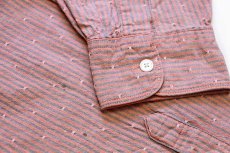 画像6: 90s USA製 DOCKERSドッカーズ ストライプ×織り柄 オックスフォード コットンシャツ 薄赤×グレー XL★Levi'sリーバイス (6)