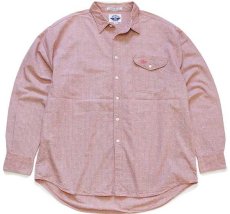画像1: 90s USA製 DOCKERSドッカーズ ストライプ×織り柄 オックスフォード コットンシャツ 薄赤×グレー XL★Levi'sリーバイス (1)