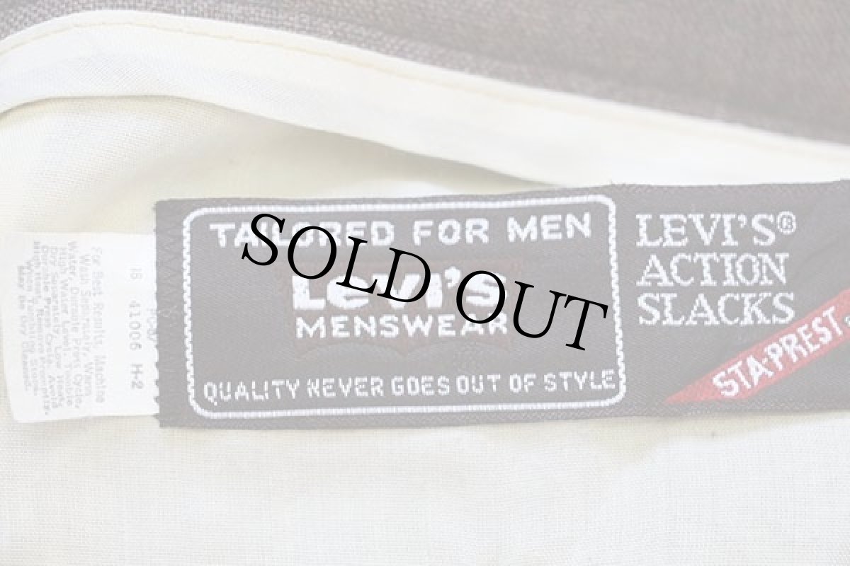 画像6: 80s Levi'sリーバイス ACTION SLACKS STA-PRESTスタプレ フレア スラックス ポリエステルパンツ ココア w34 (6)