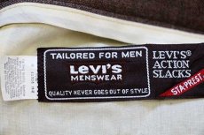 画像6: 80s Levi'sリーバイス ACTION SLACKS STA-PRESTスタプレ フレア スラックス ポリエステルパンツ ココア w34 (6)